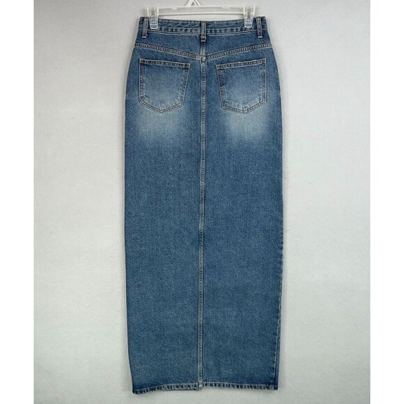 The Frankie Shop Skirt Womens Small Blue Jean Denim Button Fly Pencil Maxi Texas - Picture 6 of 16